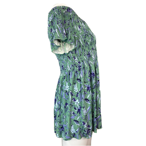 A Pea In The Pod Shirt Womens M Green Purple Floral Off The Shoulder Maternity - Picture 2 of 8